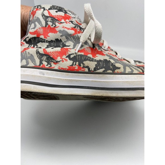 Chuck Taylor‎ Converse Sneakers Junior Sz 5 High Top Dinosaur Print Gray /Red - Picture 7 of 12